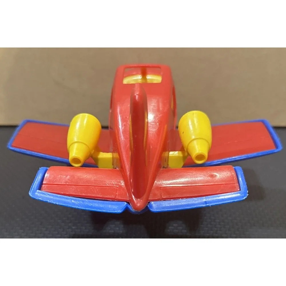 Vintage Red Blue Yellow Jet Plane American Plastic Toy Inc USA